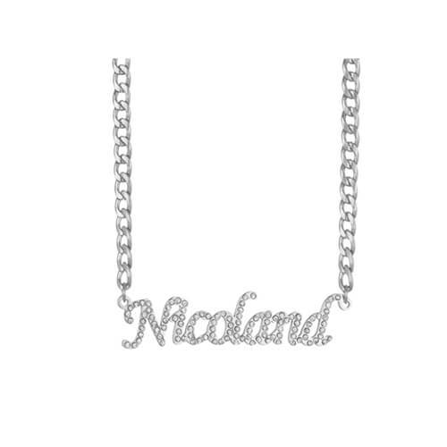 Custom rhinestone jewelry wholesale suppliers personalized cuban link diamante name necklace manufacturers
